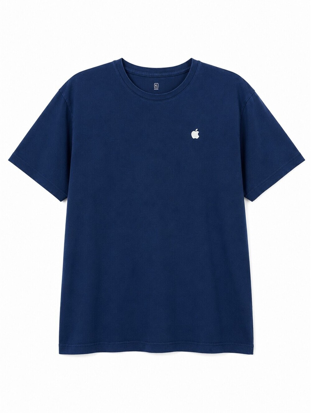 Apple Logo T-Shirt Navy Blue 100% Cotton Crew Neck Short Sleeve Men's XL